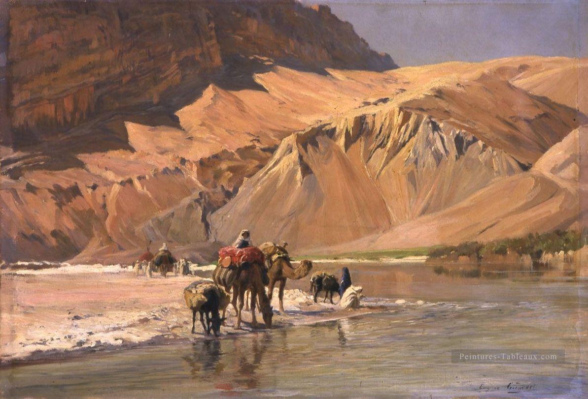 La riviere a El Kantara Eugene Girardet Orientalist Peintures à l'huile